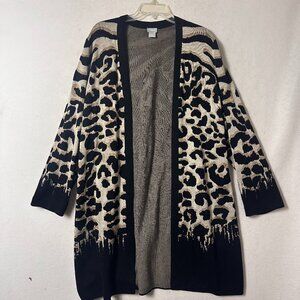 Chicos Leopard Print Cardigan Sweater  Open Long Sleeve Sz 4  (US XXL 20-22)